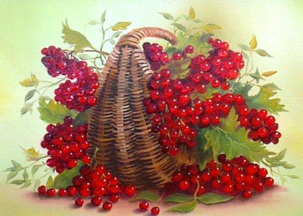 Натюрморт с калиной живопись