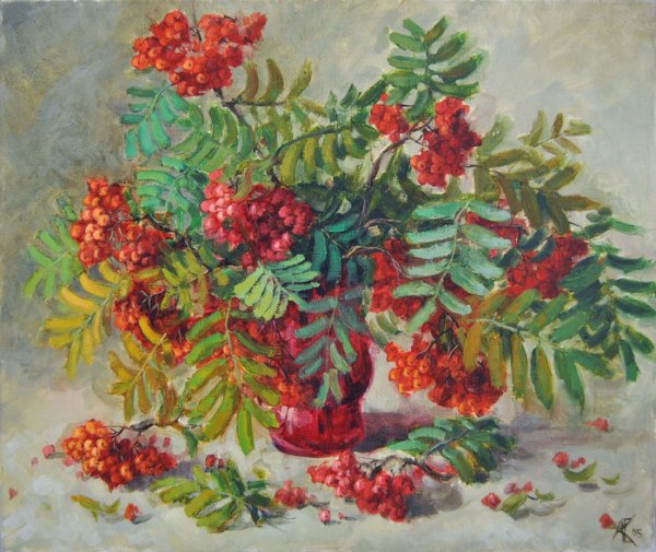 Картина ветка рябины