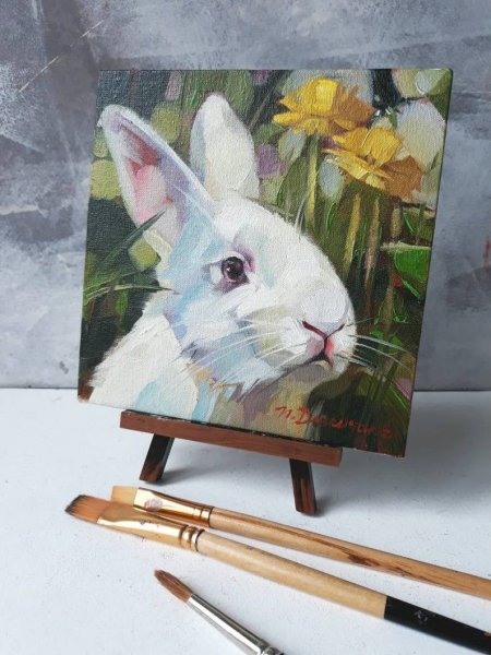 Кролик акрилом на холсте
