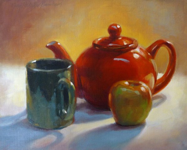 Натюрморт чайник и чашка