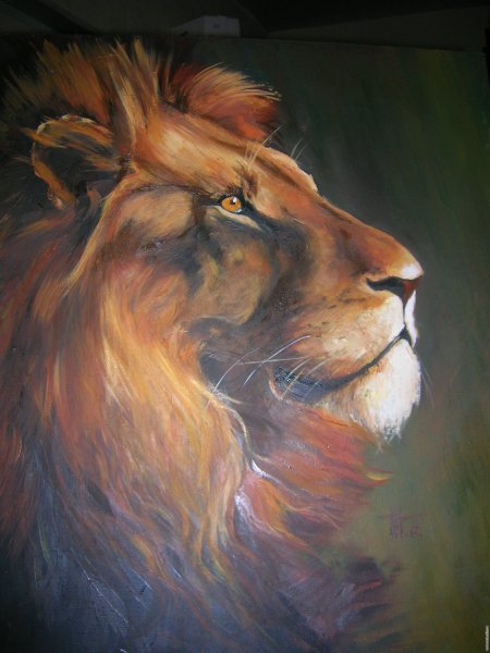 Лев картина маслом