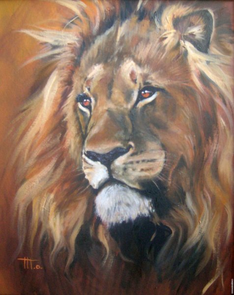 Лев картина маслом