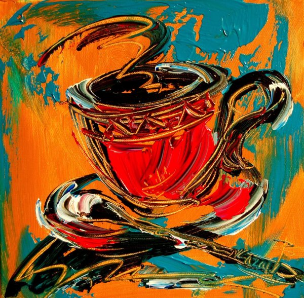 Чашка кофе живопись