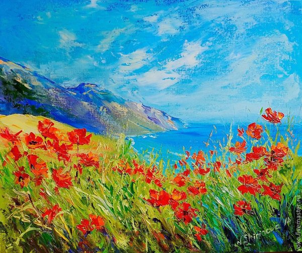Маковые поля в Крыму живопись