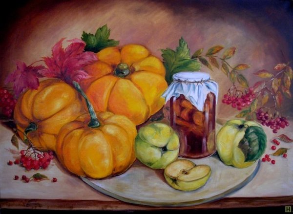 Натюрморт с тыквой для детей