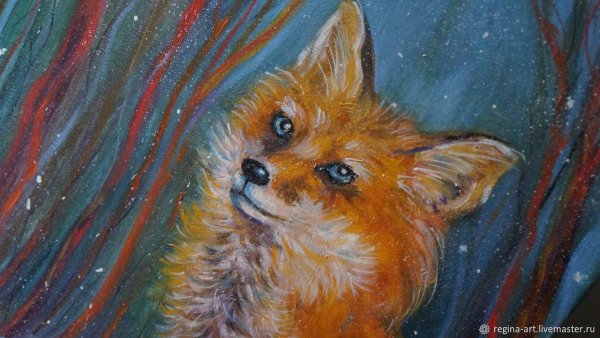 Лиса масляными красками