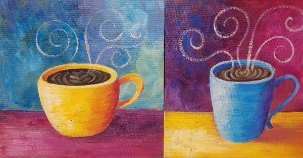 Кофе чашка рисунок на холсте