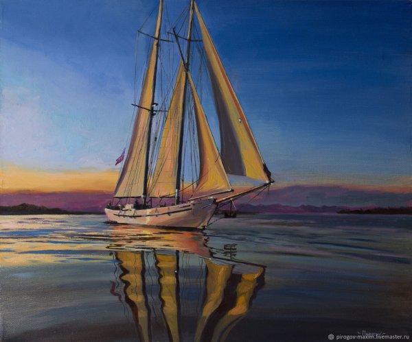 Парусник живопись маслом