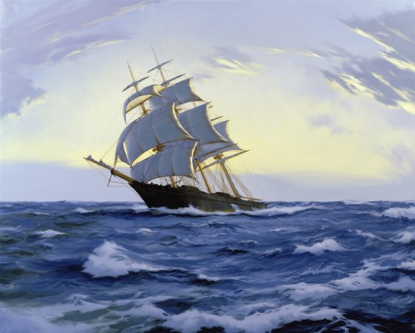 Корабль картина масло Джеймс Бреретон