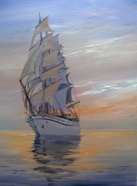 Рисуем корабль маслом