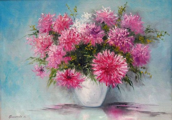 Астры маслом