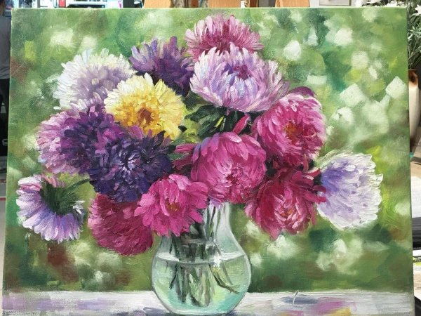 Олег Буйко Цветочная живопись астры хризантемы