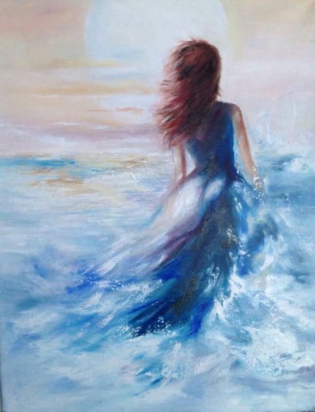 Девушка и море живопись