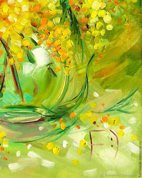 Мимоза гуашью