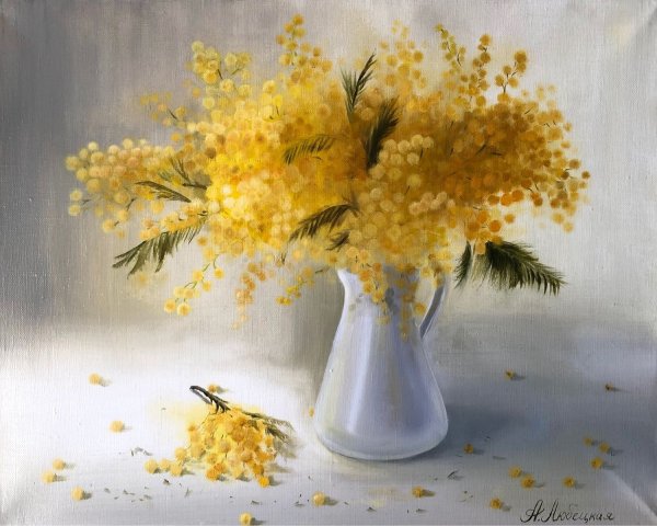 Мимоза гуашью