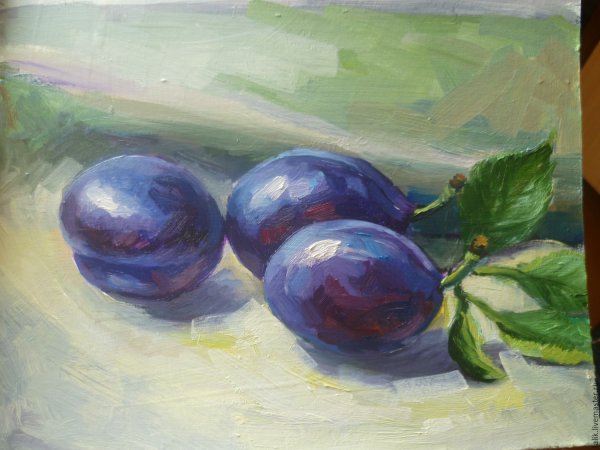 Сливы в живописи маслом