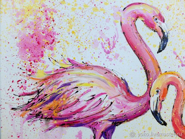 Живопись Фламинго с поталью