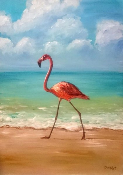 Фламинго живопись акрилом