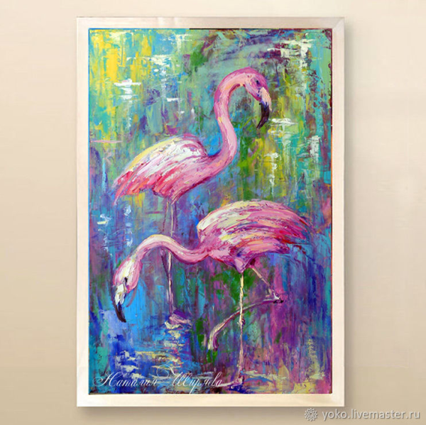 Абстрактная живопись розовый Фламинго