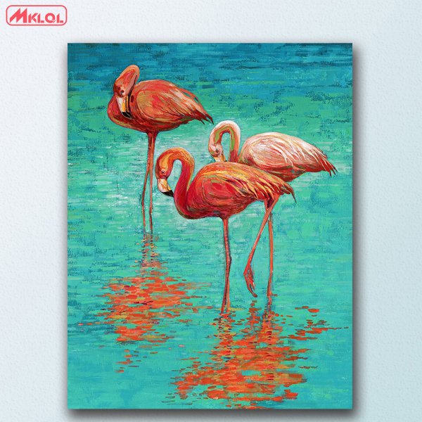 Фламинго маслом на холсте