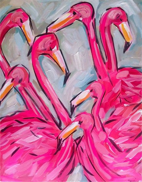 Фламинго картина акрилом