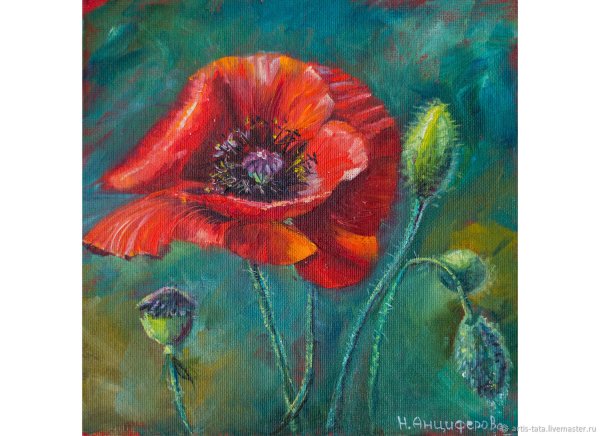 Маки в предгорье картина