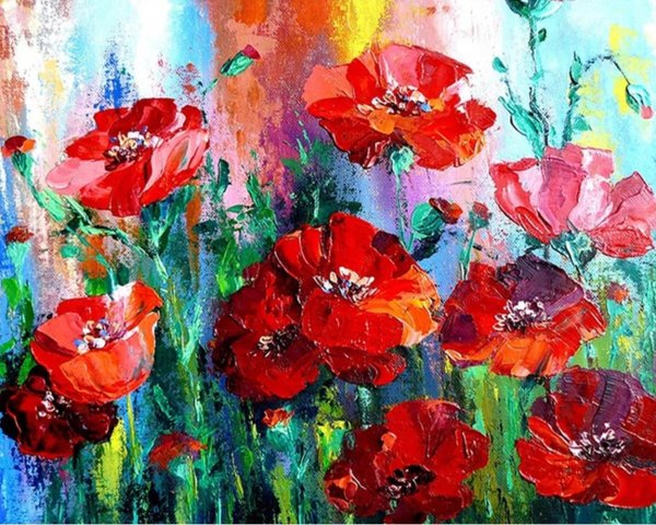 Маки красками