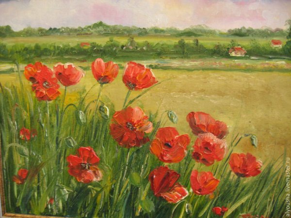 Евгений Синев картины поле маков .