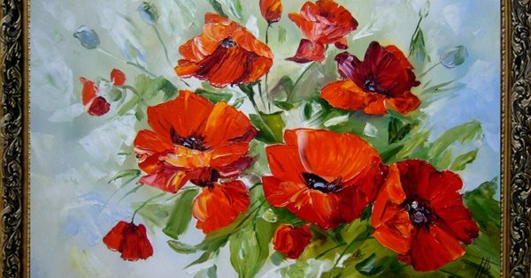 Маки маслом на холсте