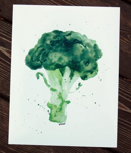 Живопись натюрморт с брокколи