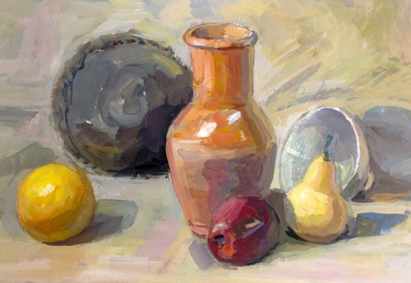 Этюд Крынки акварелью