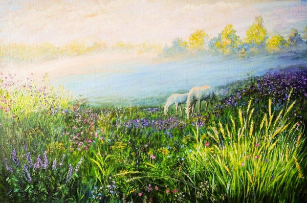 Луг картины художников