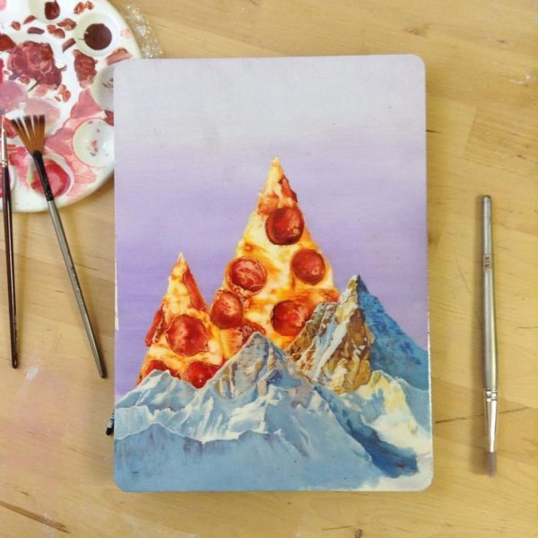 Пицца акварель
