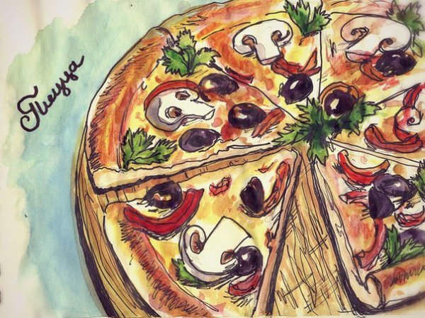 Рисунки маркерами еда