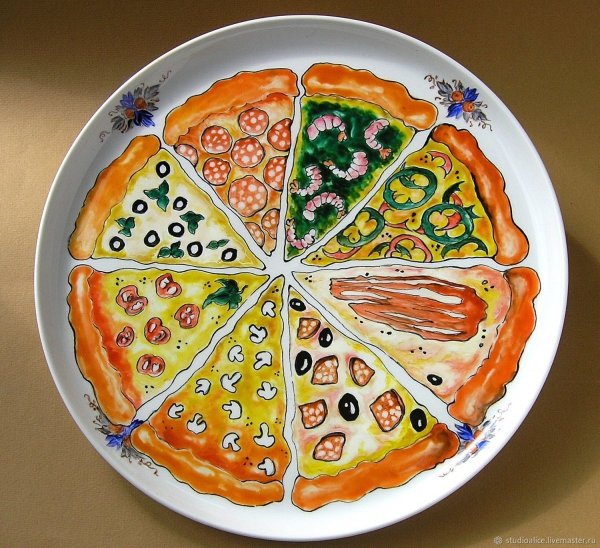 Пицца скетчинг акварель