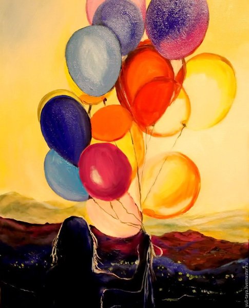 Воздушные шары картина акрилом