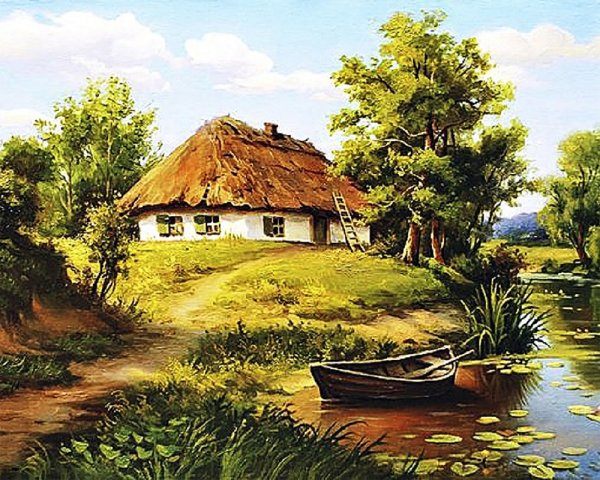 Украинские хаты-мазанки картины