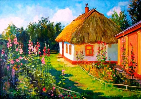 Украинские хаты-мазанки картины