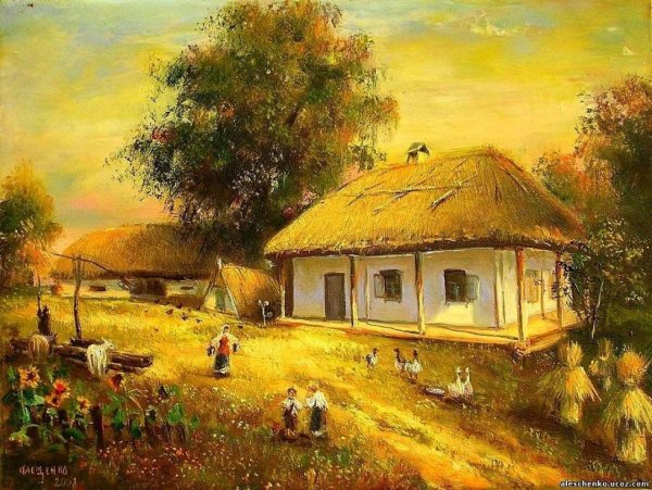 Картина Репина украинская хата