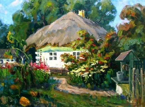 Украинская хата Мазанка на картинах художников