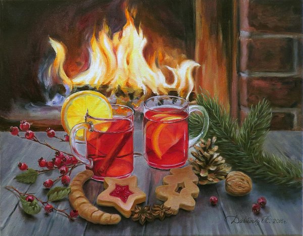 Камин в живописи