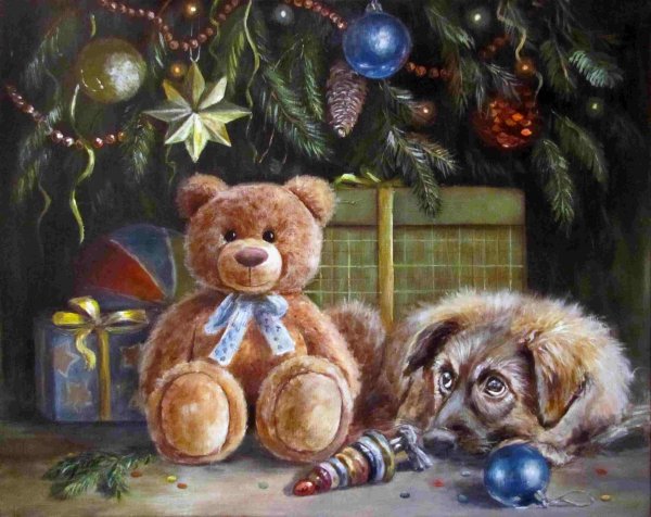 Новогодний натюрморт художник Ольга Воробьева