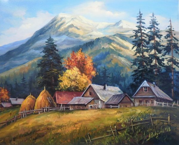 Картина домик в горах