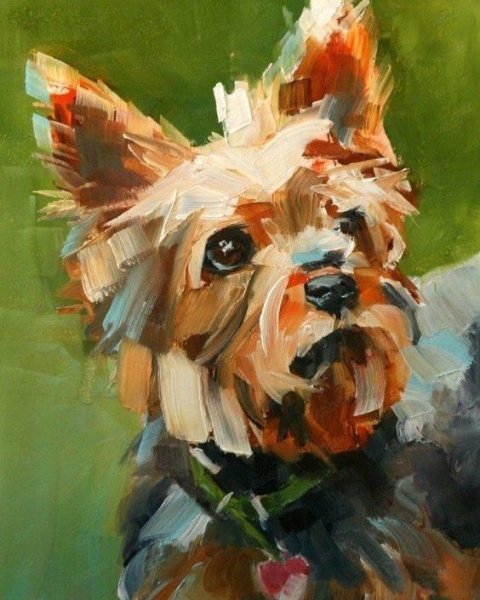 Собака гуашью