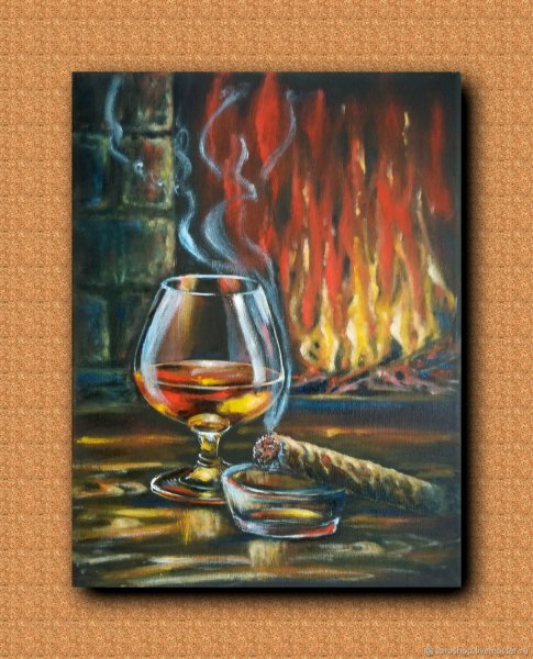 Камин картина маслом