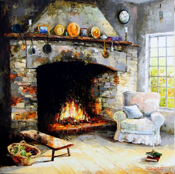 Камин в живописи