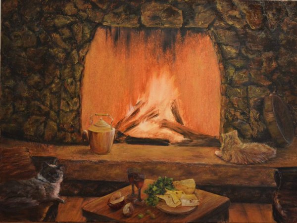 Камин в живописи