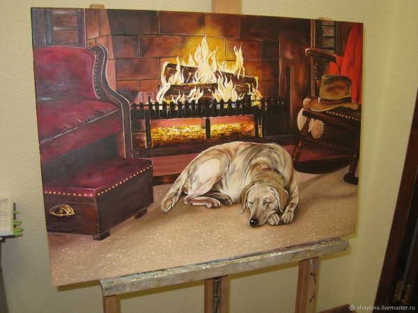 У камина живопись