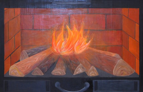 Очаг камина нарисованный красками 3д