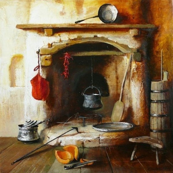 Натюрморт с камином